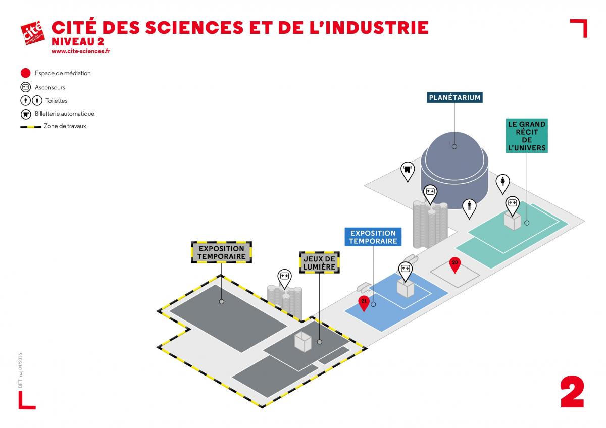 Mapa da Cité des Sciences et de l'Industrie (museu) Nível 2