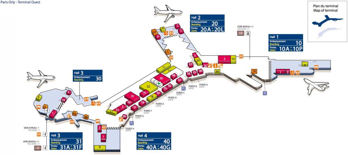 Mapa do aeroporto de Orly Oeste