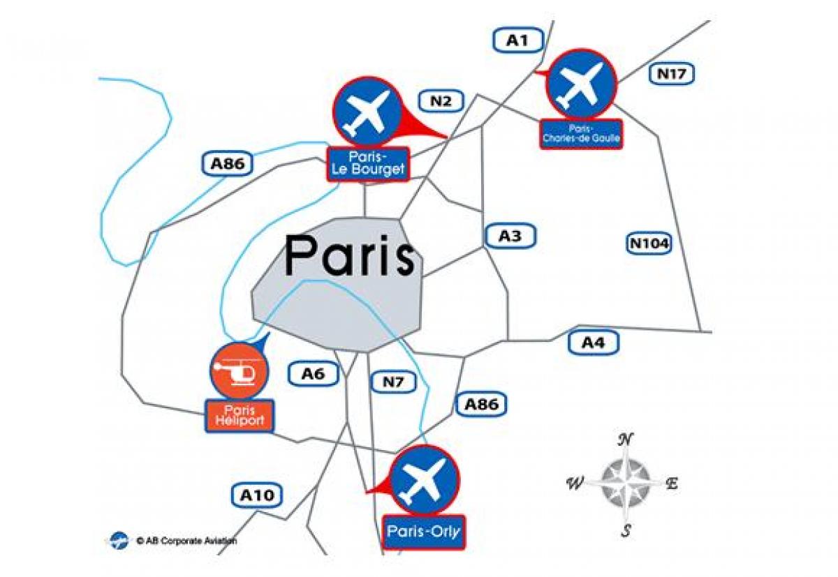 Mapa de aeroporto em Paris