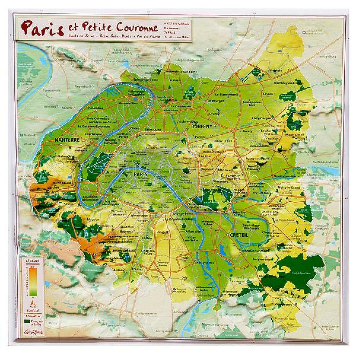 Mapa de alívio de Paris