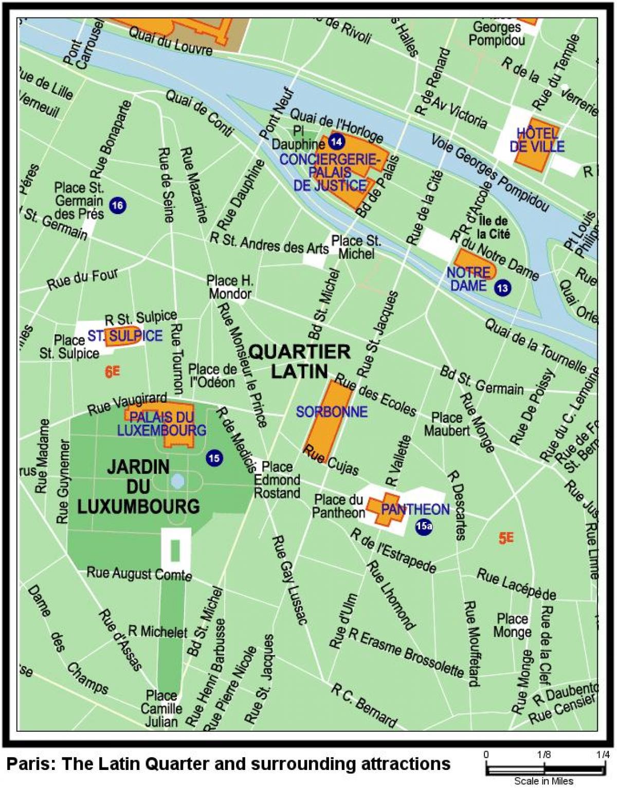 Mapa do Bairro latino de Paris