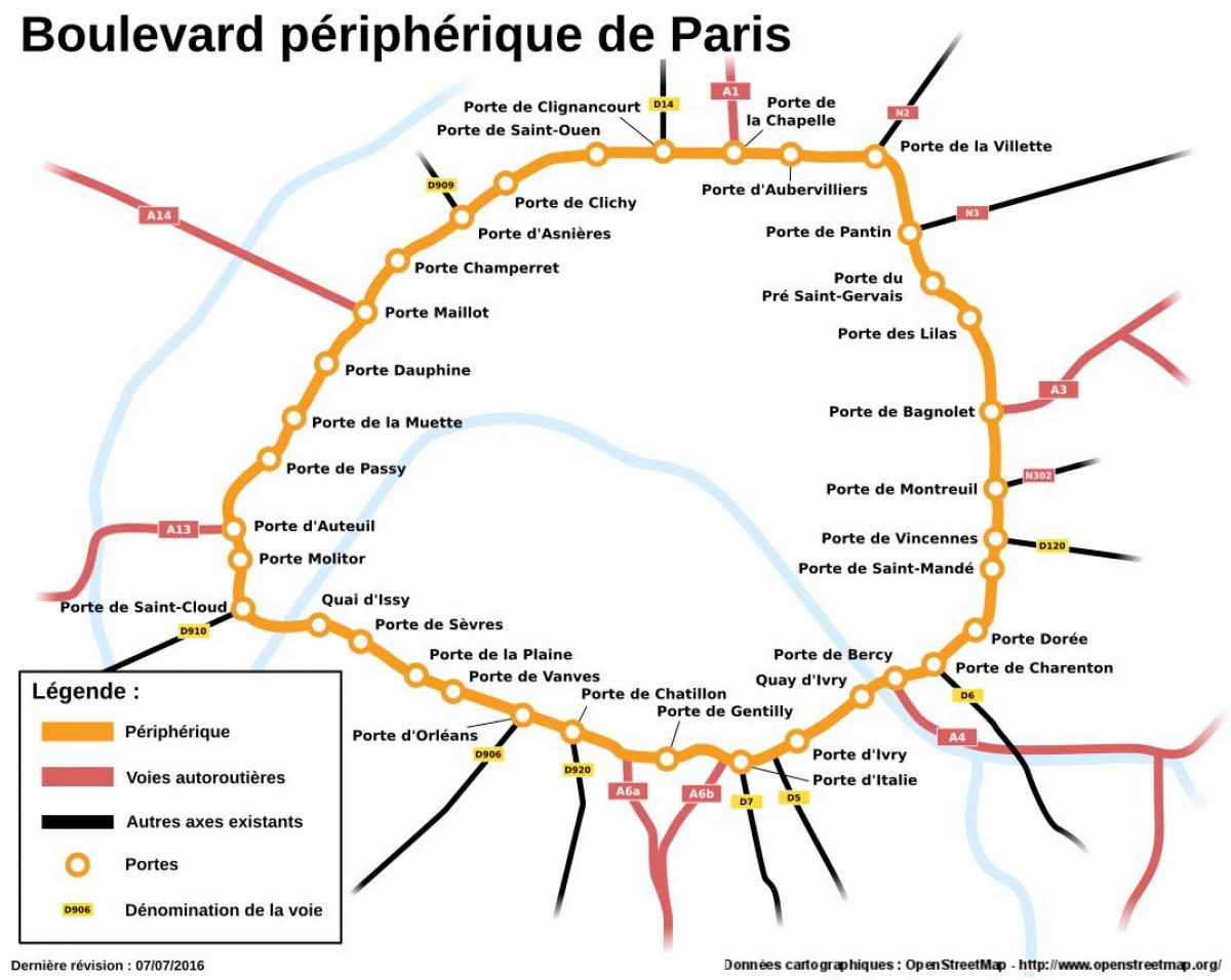 Mapa da Boulevard Périphérique