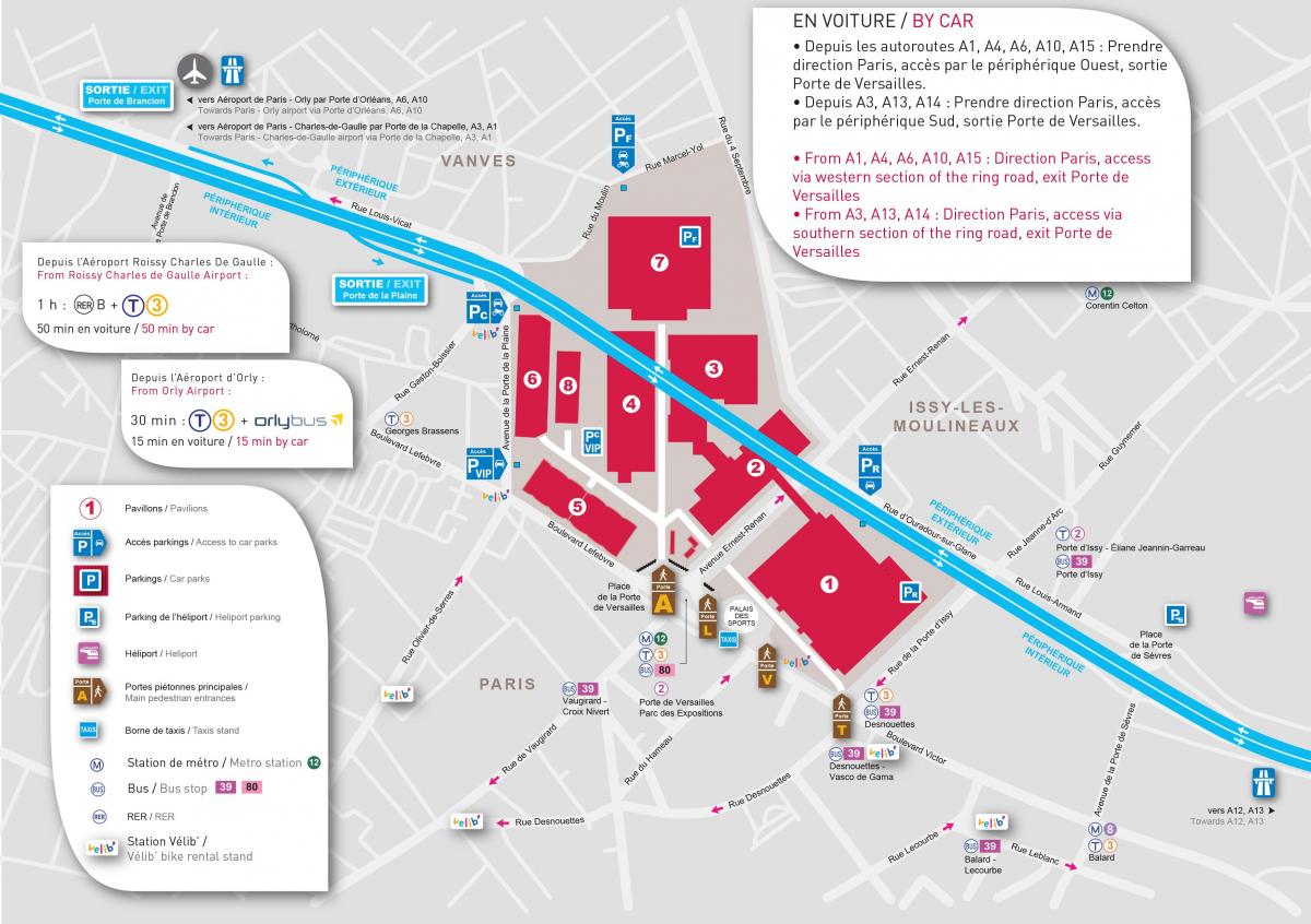 O mapa de Paris expo Porte de Versailles