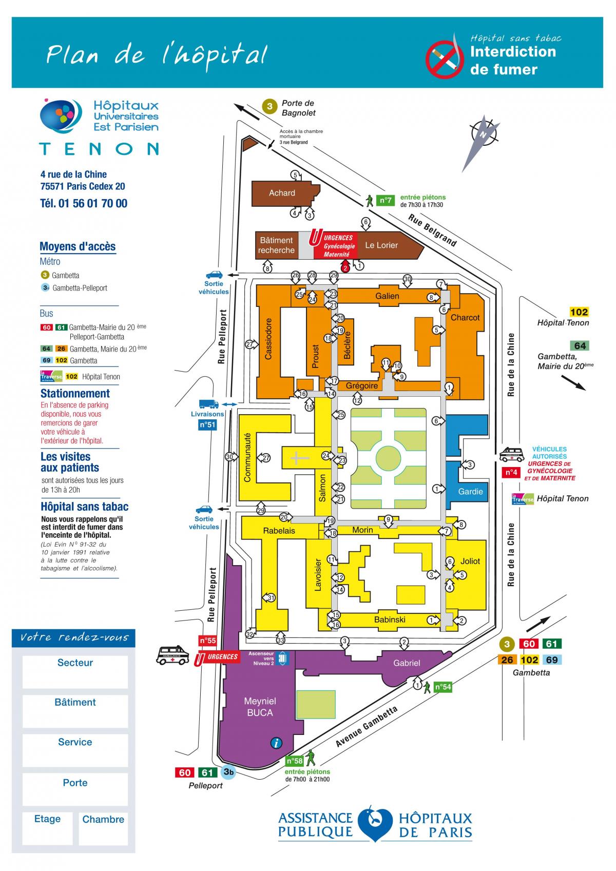 Mapa do hospital Tenon