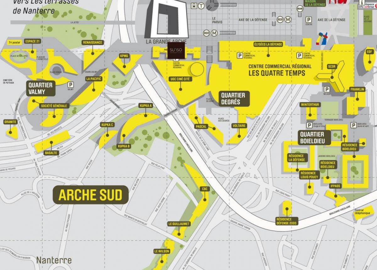 Mapa de La Défense Sul Arche