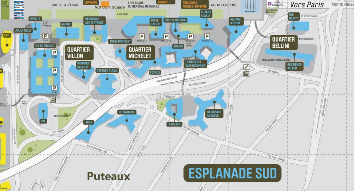 Mapa de La Défense Sul-Esplanada