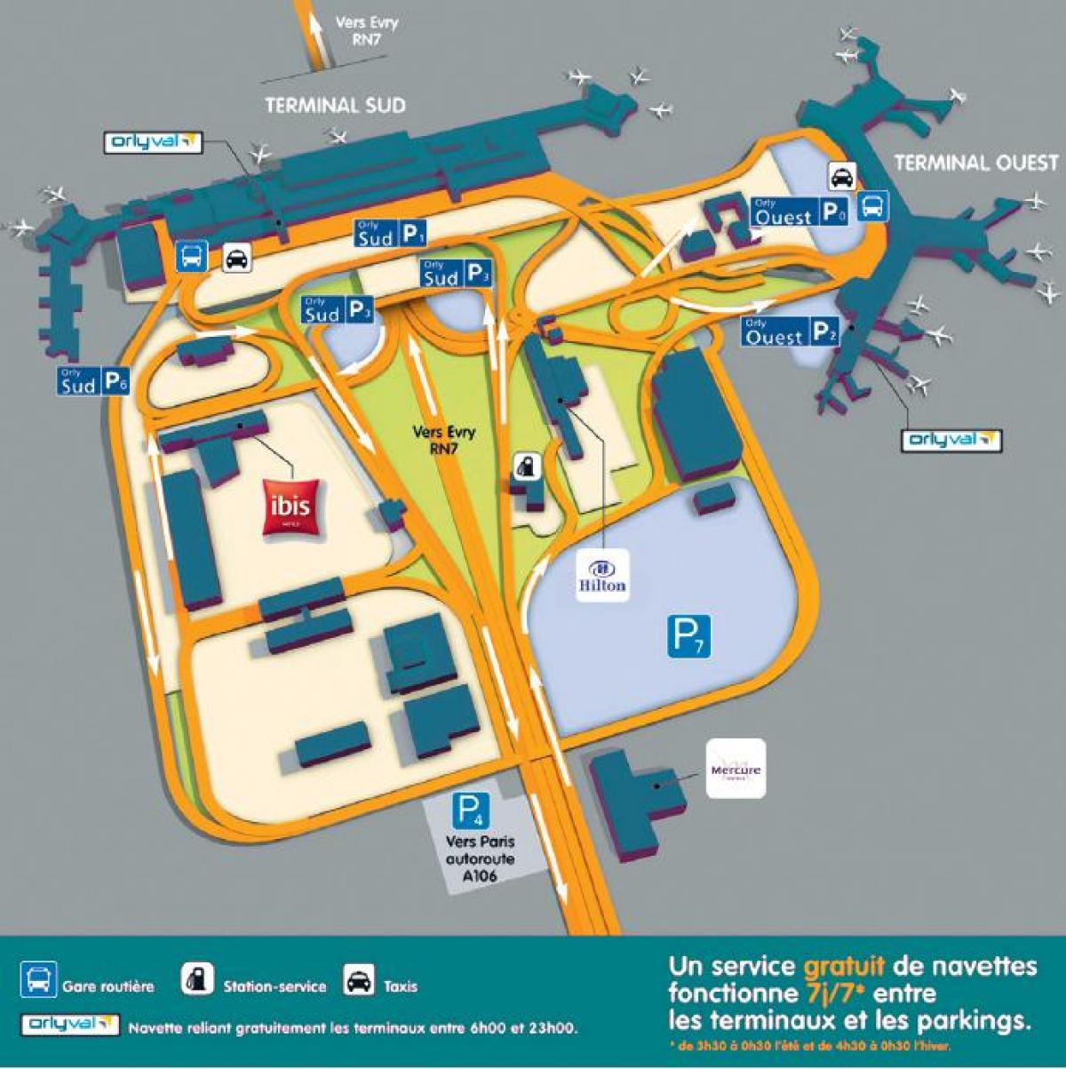 Mapa do aeroporto de Orly