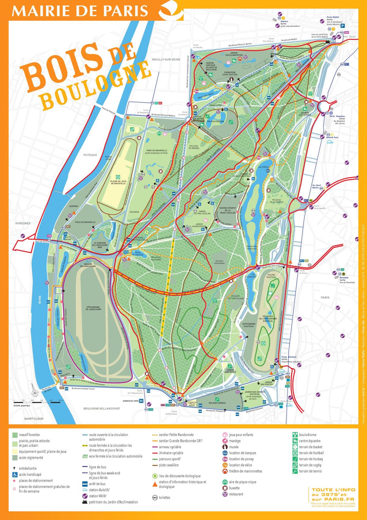 Mapa do parque Bois de Boulogne