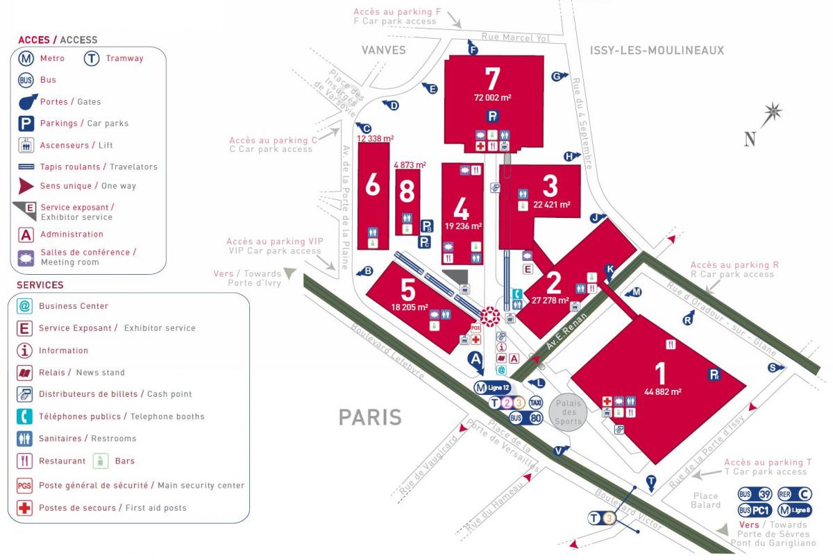 Mapa do centro de exposições Paris expo