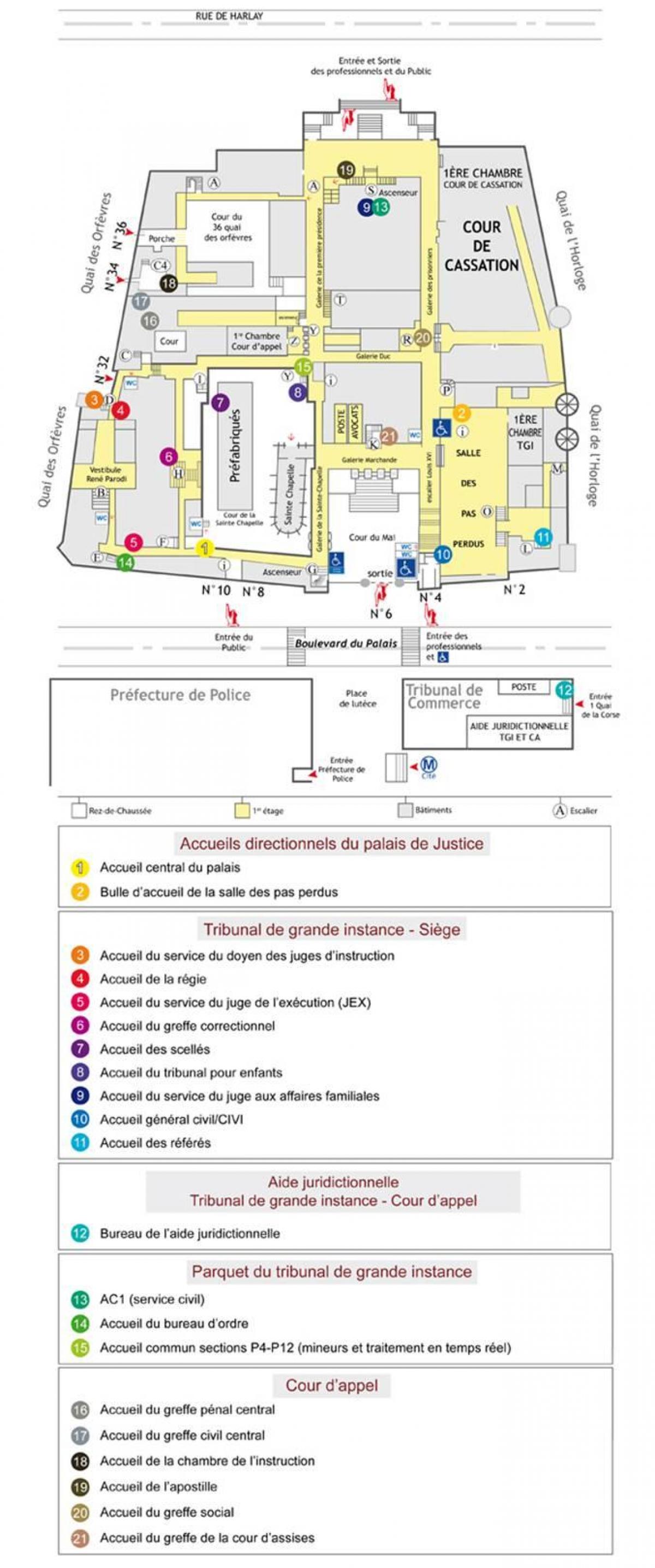 Mapa do Palácio de Justiça de Paris