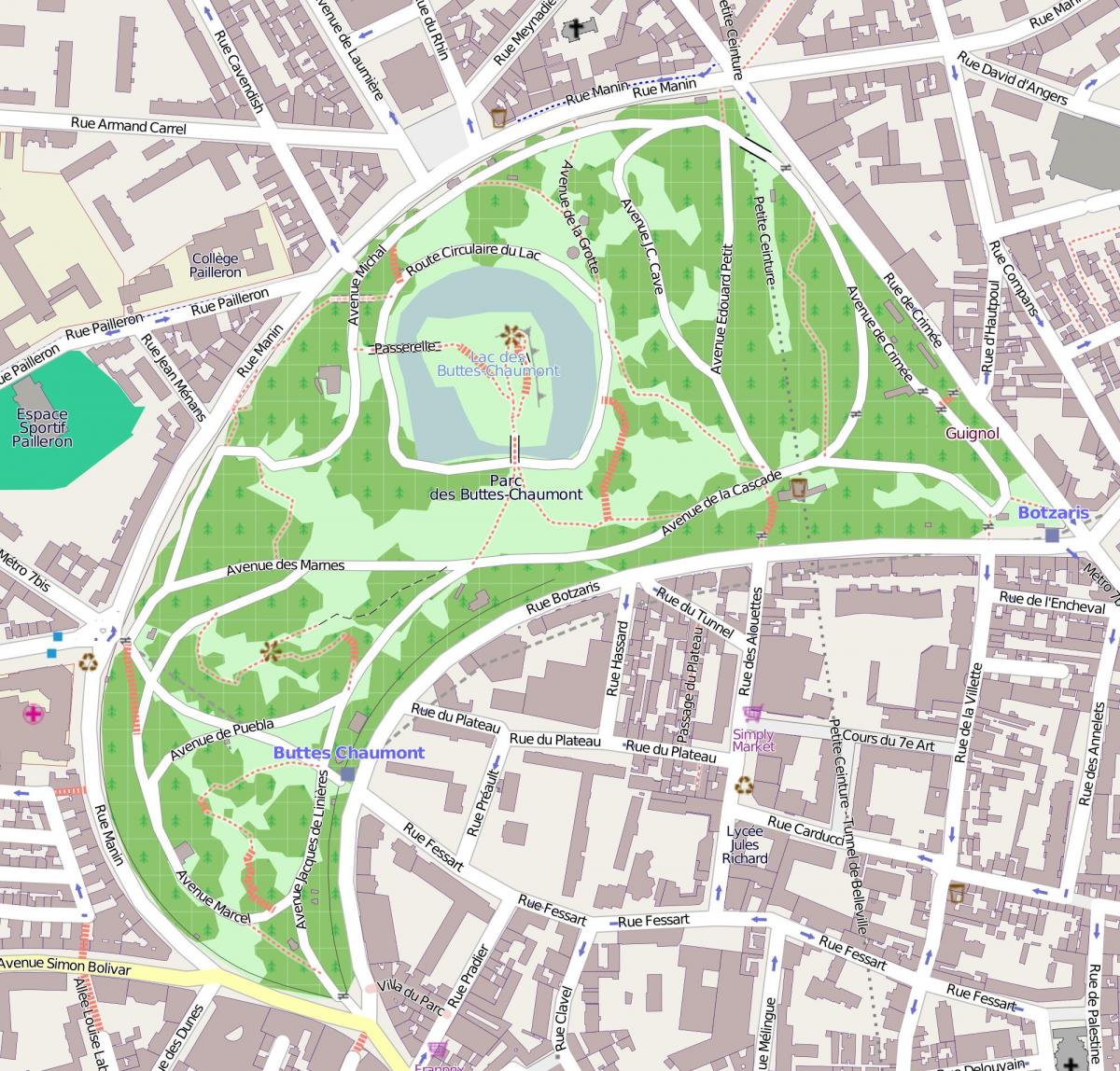 Mapa do Parc des Buttes-Chaumont