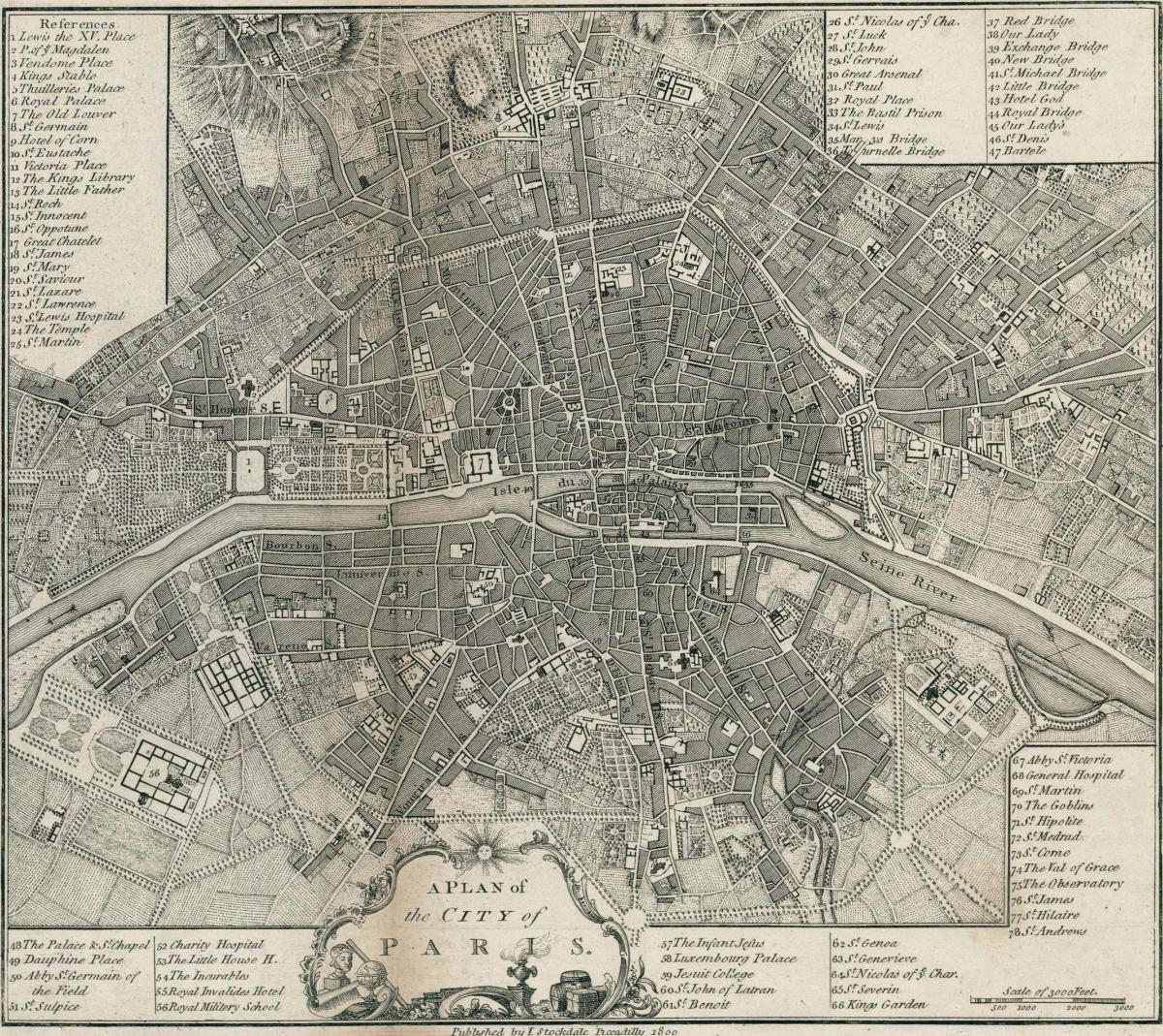O mapa de Paris de 1800