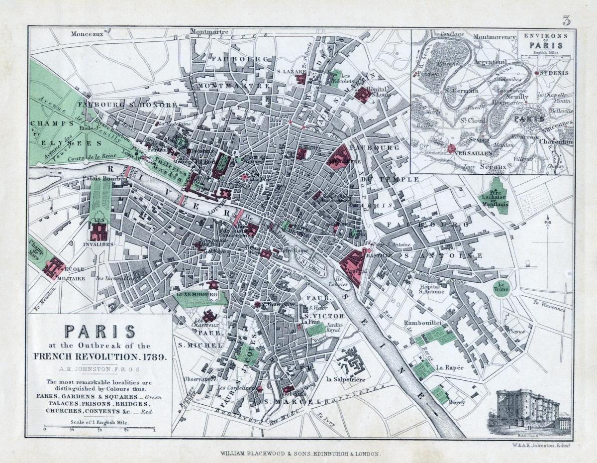 O mapa de Paris de 1789