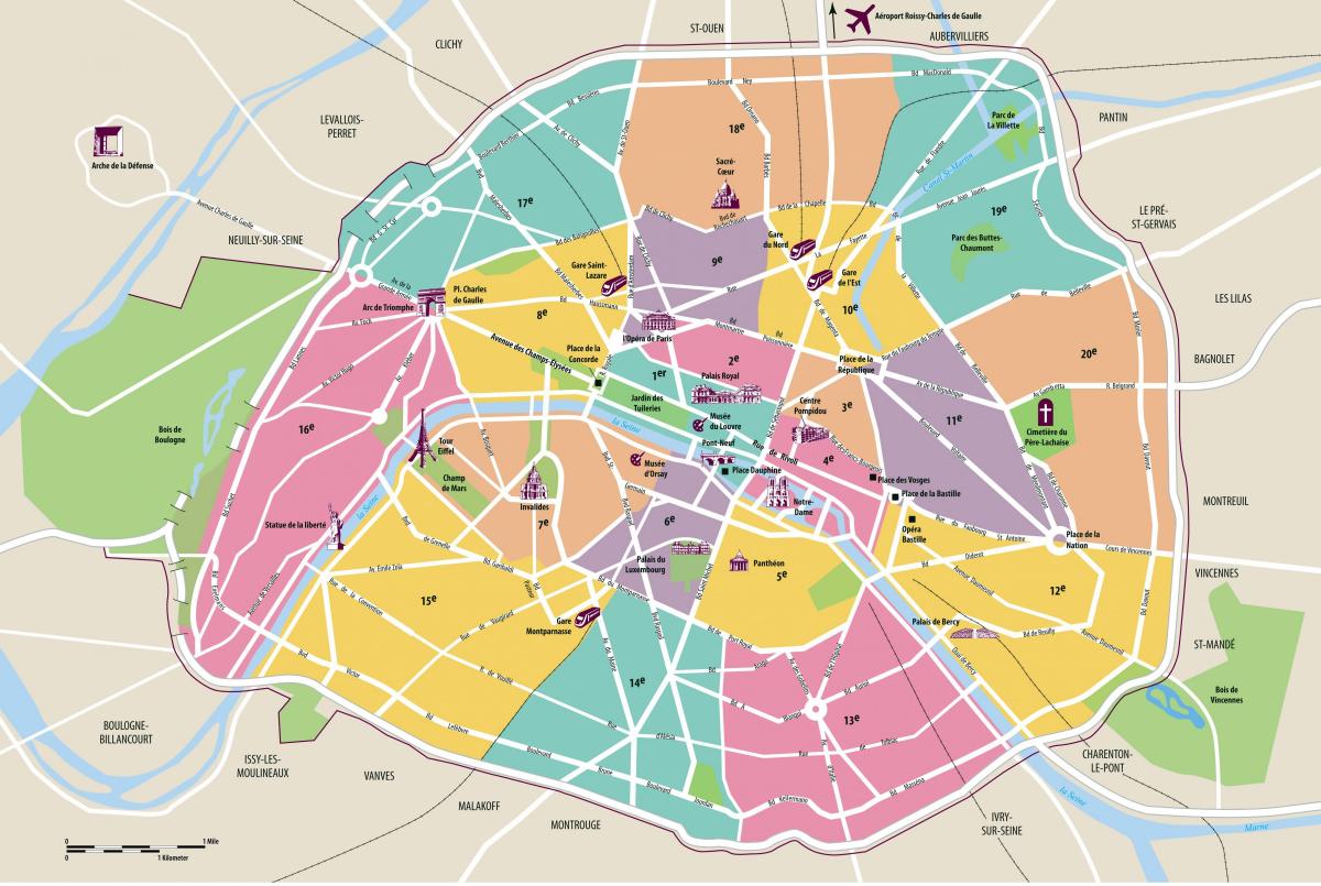 O mapa de Paris intramuros
