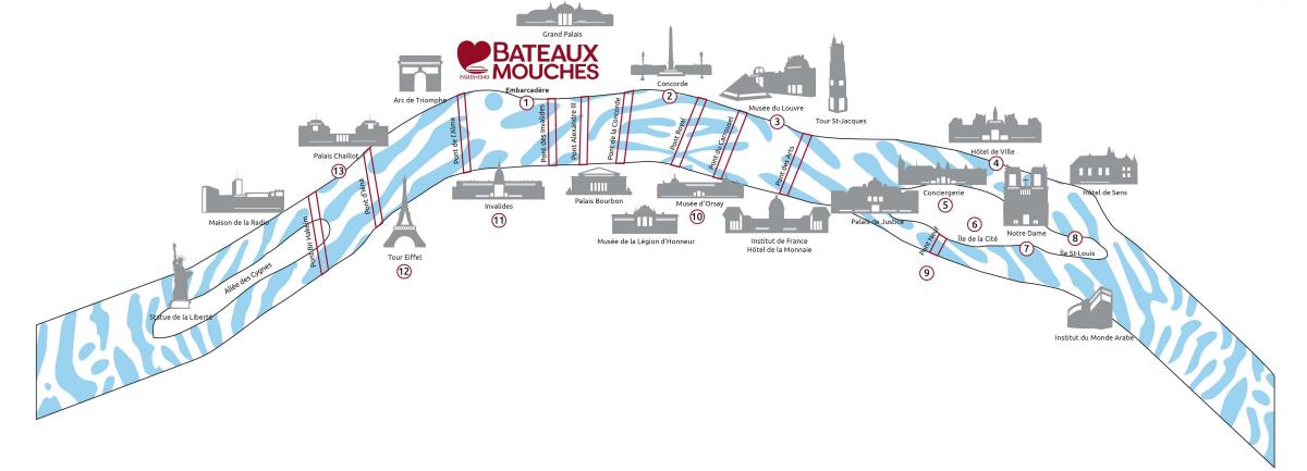 O mapa de Paris barcos voam