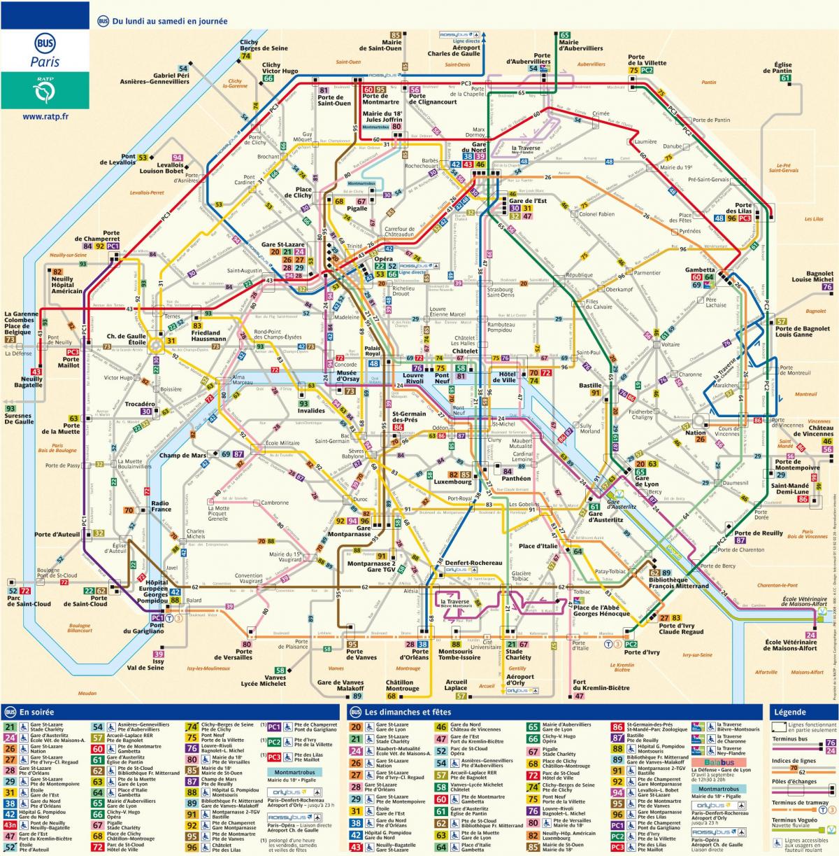 Mapa da RATP ônibus