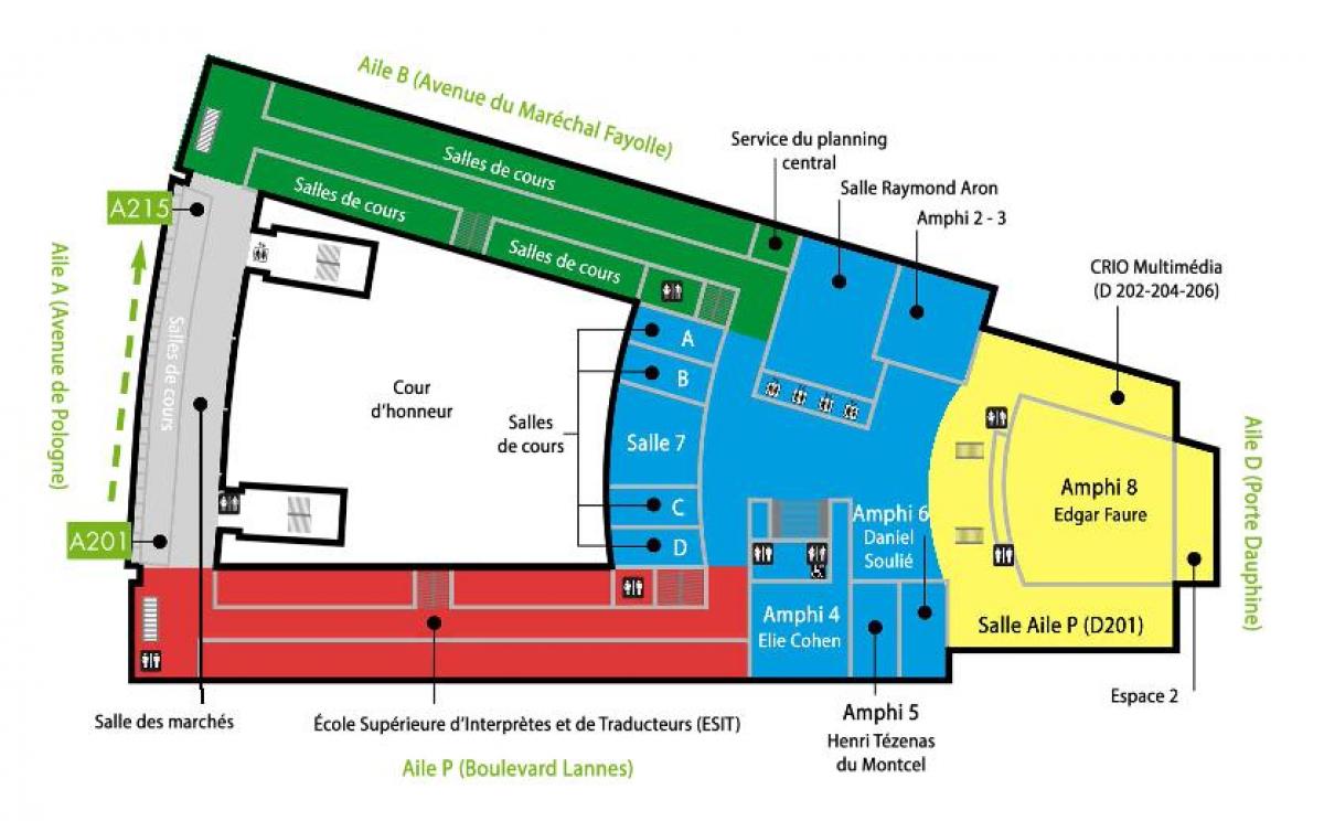Mapa da Universidade Dauphine - piso 2