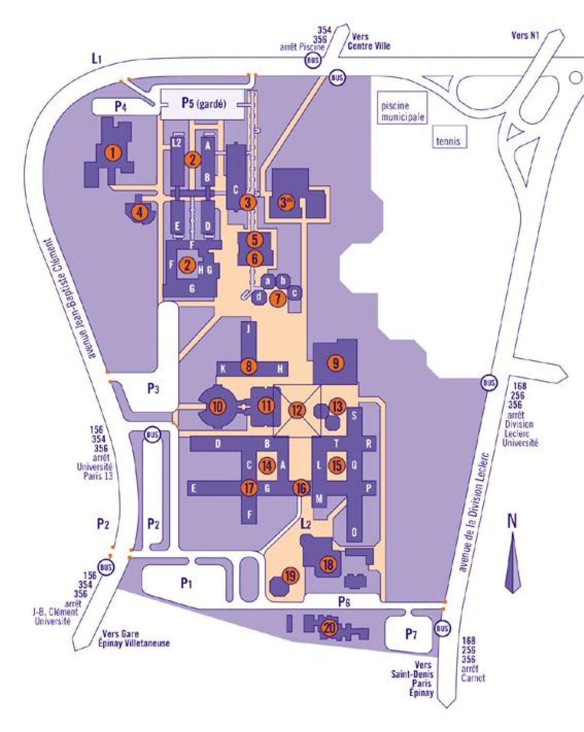Mapa da Universidade de Paris 13