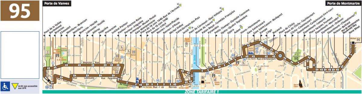 Mapa de ônibus de Paris a linha 95