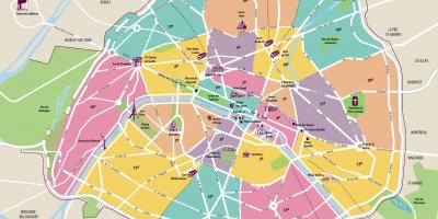 Mapa de atrações de Paris