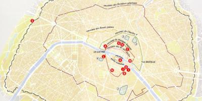 Mapa das muralhas da Cidade de Paris