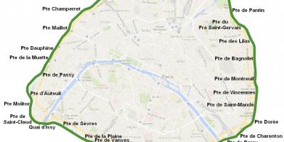 Mapa dos portões da Cidade de Paris