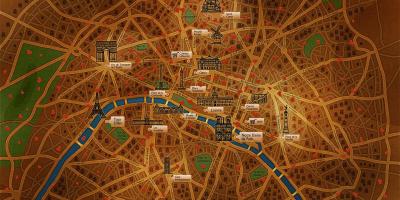 O mapa de Paris de papel de parede