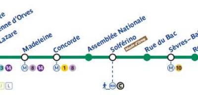 O mapa de Paris linha de metro 12