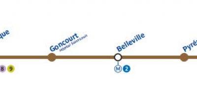 O mapa de Paris metrô linha 11