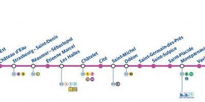 O mapa de Paris metrô linha 4
