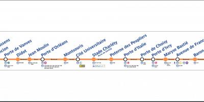 O mapa de Paris Tramway T3a