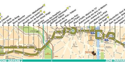 Mapa de ônibus de Paris a linha 57