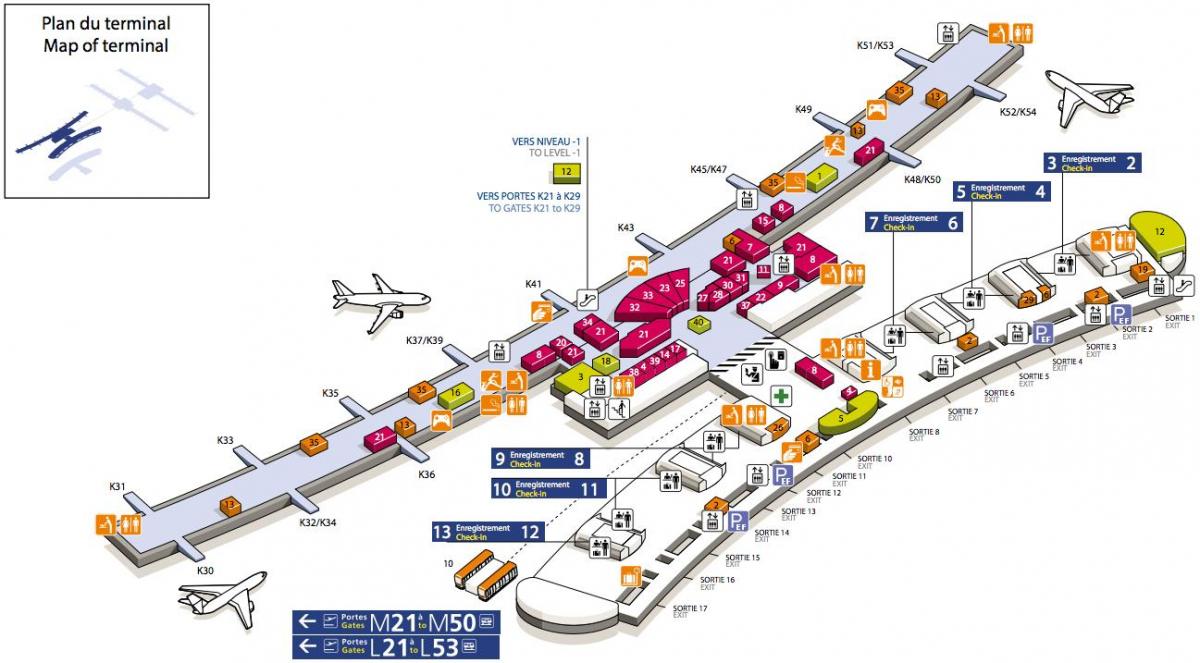 Mapa do aeroporto CDG terminal 2E